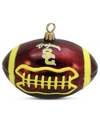 Team and Christmas spirit go hand in hand with the USC football ornament. Hand-painted glass is something students, alum and fans will cheer. Team and Christmas spirit go hand in hand with the USC football ornament. Hand-painted glass is something students, alum and fans will cheer.