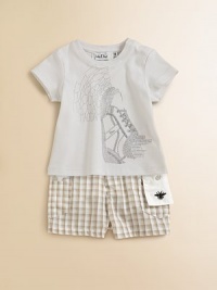 Crafted in plush cotton, this soft and stylish tee with sneaker graphic will keep him on his toes.CrewneckShort sleevesButton shoulderCottonMachine washImported Crafted in plush cotton, this soft and stylish tee with sneaker graphic will keep him on his toes.CrewneckShort sleevesButton shoulderCottonMachine washImported