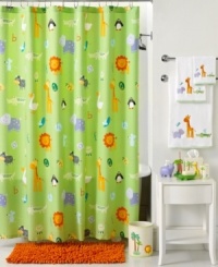 It's a zoo in here! A group of playful friends comes together in this shower curtain, featuring friendly animals in fun and vibrant colors that your kids will adore. It's a zoo in here! A group of playful friends comes together in this shower curtain, featuring friendly animals in fun and vibrant colors that your kids will adore.