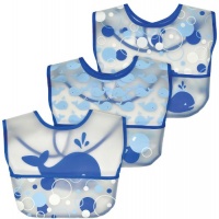 green sprouts 3 Count Waterproof Pocket Bib, Whales, 6-12 Months