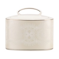 Laced with vintage elegance, the Chapel Hill sugar bowl features a modern silhouette and prim doily pattern with platinum trim. Fine bone china from kate spade new york ensures a head-turning table setting for dinner parties, holidays and more. Laced with vintage elegance, the Chapel Hill sugar bowl features a modern silhouette and prim doily pattern with platinum trim. Fine bone china from kate spade new york ensures a head-turning table setting for dinner parties, holidays and more.
