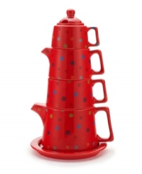 It all stacks up to one amazing cup of tea! With all the essentials-from sugar bowl to saucer-in polka-dotted porcelain, this clever Tea Tower adds spunk to your afternoon or after-dinner tradition. From Classic Coffee & Tea drinkware. It all stacks up to one amazing cup of tea! With all the essentials-from sugar bowl to saucer-in polka-dotted porcelain, this clever Tea Tower adds spunk to your afternoon or after-dinner tradition. From Classic Coffee & Tea drinkware.