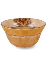 Hand-painted blossoms and an organic shape rooted in traditional Italian pottery give Tuscan Sunflower soup bowls a decidedly rustic charm. Use for cereal, risotto and stew, too! Hand-painted blossoms and an organic shape rooted in traditional Italian pottery give Tuscan Sunflower soup bowls a decidedly rustic charm. Use for cereal, risotto and stew, too!