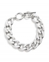 GUESS Silver-Tone Chain Link Bracelet With Whi, WHITE