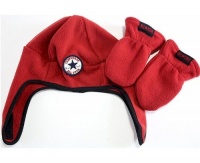Converse All Star Toddler Boy's 2/4T Fleece Trapper Beanie Hat & Mittens Set (Chili Pepper Red) Converse All Star Toddler Boy's 2/4T Fleece Trapper Beanie Hat & Mittens Set (Chili Pepper Red)