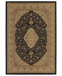 A flourish of ebony, cream and gold florals and medallions create a timeless tradition in the Tamena area rug from Couristan. Woven of heat-set Courton™ polypropylene, a synthetic fiber that's meticulously crafted for durability. A flourish of ebony, cream and gold florals and medallions create a timeless tradition in the Tamena area rug from Couristan. Woven of heat-set Courton™ polypropylene, a synthetic fiber that's meticulously crafted for durability.