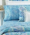 Lauren by Ralph Lauren Bedding Jamaica Blue Chevron Herringbone Queen Flat Sheet