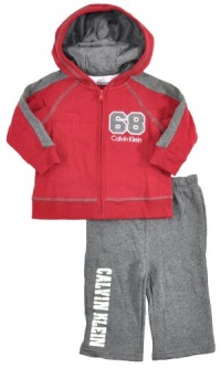 Calvin Klein Infant Boys Burgundy & Charcoal Gray 2Pc Pant Set (24M) Calvin Klein Infant Boys Burgundy & Charcoal Gray 2Pc Pant Set (24M)