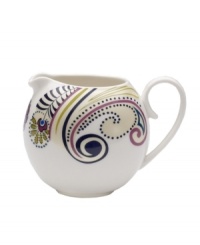 Out of this world, the Cosmic creamer from Denby features stellar durability without skimping on style. Featuring wild paisleys, playful dots and bold blooms on modern white porcelain. Out of this world, the Cosmic creamer from Denby features stellar durability without skimping on style. Featuring wild paisleys, playful dots and bold blooms on modern white porcelain.
