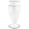 Pearl-like accents and precious platinum give this footed vase a rich, regal look. An ornate design encircling the top portion of the vase is elegant against the opalescent background. Vase is crafted of Lenox fine porcelain and accented with precious platinumHeight: 10 3/4Width: 6