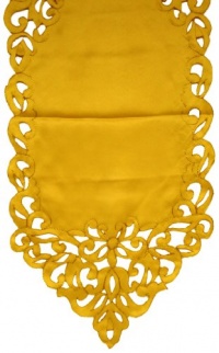 Homewear Cutwork and Embroidery Imperial Scroll 14-Inch by 90-Inch Runner, Gold Homewear Cutwork and Embroidery Imperial Scroll 14-Inch by 90-Inch Runner, Gold
