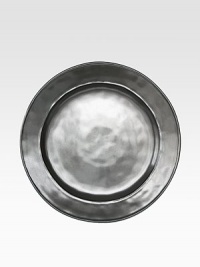 A unique mottling technique lends a hand-thumbed, hammered design to a beautiful metallic stoneware dinner plate with the look of an old-world favorite. From the Pewter Collection11 diam.Ceramic stonewareDishwasher safeImported A unique mottling technique lends a hand-thumbed, hammered design to a beautiful metallic stoneware dinner plate with the look of an old-world favorite. From the Pewter Collection11 diam.Ceramic stonewareDishwasher safeImported