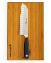 A match made in the kitchen! Precision-forged high carbon stainless steel makes an incredible cut on the durable, attractive bamboo board, which transitions effortlessly from prep to presentation. Lifetime warranty. A match made in the kitchen! Precision-forged high carbon stainless steel makes an incredible cut on the durable, attractive bamboo board, which transitions effortlessly from prep to presentation. Lifetime warranty.