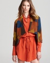 A patchwork Thakoon Addition jacket cut in a cropped silhouette lends downtown cool to your wardrobe and takes summer looks into the new season with an added dose of runway-inspired style.