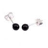 925 Sterling Silver 4mm Natural Black Onyx Ball Stud Post Earrings