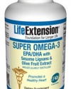 Life Extension Super Omega-3 EPA/DHA with Seasame Lignans and Olive Fruit Extract, 120 Softgels