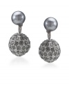 Like glittering disco balls, these stunning studs by Carolee will make you want to get up and dance. Earrings feature charcoal-colored glass pearls with a black crystal coated ball drop (9 mm). Crafted in silvertone mixed metal. Surgical steel posts. Approximate drop: 3/4 inch.