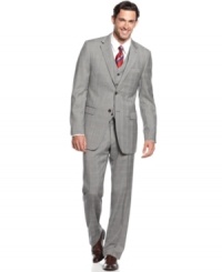 Lighten up your suited-up style with this slim-fit grey 3-piece from Lauren by Ralph Lauren. Lighten up your suited-up style with this slim-fit grey 3-piece from Lauren by Ralph Lauren.