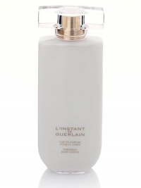 L'Instant de Guerlain Perfumed Body Lotion. Unexpected, enchanting and fresh, a fragrance inspired by unforgettable moments in a luxurious body lotion. Indulge yourself and enjoy the luminous, sparkling, sensual essence of citrus honey blended with magnolia and warm, sexy amber. 6.8 oz. 