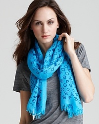 Finish your look with MARC BY MARC JACOBS' iconic flair with this signature logo print scarf. Finish your look with MARC BY MARC JACOBS' iconic flair with this signature logo print scarf.