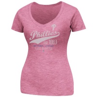 MLB Womens Philadelphia Phillies Winners Appeal Cardinal Melange Short Sleeve Deep V-Neck Tee By Majestic MLB Womens Philadelphia Phillies Winners Appeal Cardinal Melange Short Sleeve Deep V-Neck Tee By Majestic