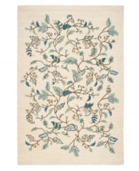 Natural whimsy. Perfectly graceful leaves upon scrolling vines make a mark of elegance upon rich woven pile. Hand tufted in India of long wool fibers, this luxurious area rug from Martha Stewart rugs presents unparalleled comfort and style underfoot. Natural whimsy. Perfectly graceful leaves upon scrolling vines make a mark of elegance upon rich woven pile. Hand tufted in India of long wool fibers, this luxurious area rug from Martha Stewart rugs presents unparalleled comfort and style underfoot.