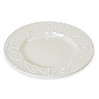 Feminine and sophisticated. Off-white porcelain body with white embossing. Dishwasher and microwave safe. Feminine and sophisticated. Off-white porcelain body with white embossing. Dishwasher and microwave safe.