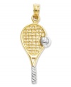 Match point! This sporty tennis racquet and ball charm is a winning combination. Crafted in 14k gold and sterling silver. Chain not included. Approximate length: 1-1/10 inches. Approximate width: 2/5 inch.