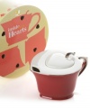 Pour your heart out. The Inside Out Heart teapot combines a fun-loving shape, cranberry shade and sparkling trim to woo just about any tea drinker. An adorable gift with a box to match, from Classic Coffee & Tea.