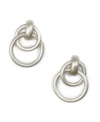 Mix it up with twisted hoops, from Jones New York. Crafted from silver-plated mixed metal. Approximate drop: 3/4 inch.