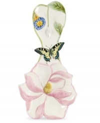 A pink magnolia blossoms into this Botanic Hummingbird spoon rest, complete with a colorful butterfly. From Portmeirion's collection of serveware and serving dishes. A pink magnolia blossoms into this Botanic Hummingbird spoon rest, complete with a colorful butterfly. From Portmeirion's collection of serveware and serving dishes.
