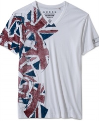 London's calling. This union jack tee by Guess has a vintage feel for a wicked look. London's calling. This union jack tee by Guess has a vintage feel for a wicked look.