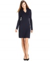 Calvin Klein's sweater dress looks extra stylish with a drop-waist silhouette and pleated skirt.