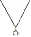 Let luck shine on you. This pendant, set in 14k gold over sterling silver and oxidized sterling silver, features a horseshoe design adorned with cubic zirconia accents for a lustrous look. Approximate length: 16 inches. Approximate drop: 3/4 inch.