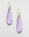 From the Lucite Collection. Sensuously sleek and smooth drops of hand-sculpted, hand-painted Lucite are simply stunning.LuciteGoldtoneDrop, about 1.75Width, about .5Ear wireMade in USA
