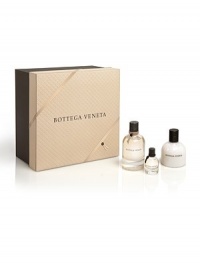 The first fragrance from Bottega Veneta is a complex fragrance woven harmoniously with notes of jasmine, plum, patchouli, and leather for an intriguing and sensuous woman. Set includes: Eau de parfum spray, 2.5 oz.; perfumed body lotion, 3.4 oz. and a deluxe miniature, 0.25 oz. 