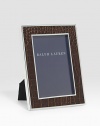 An elegant, silverplated brass frame, wrapped in alligator-embossed leather. Arrives in a gift boxImported DIMENSION INFORMATION4 X 6 (6 X 8 overall)5 X 7 (7 X 9 overall)