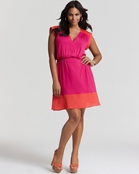 Add a hard hit of hue to your closet with this color blocked Love Ady dress. A flared silhouette and cinched waistline lend a flirtatious edge. Add a hard hit of hue to your closet with this color blocked Love Ady dress. A flared silhouette and cinched waistline lend a flirtatious edge.