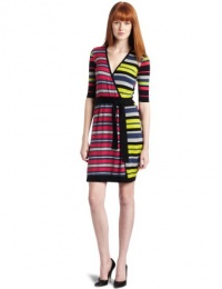 BCBGMAXAZRIA Women's Elia Striped Wrap Dress BCBGMAXAZRIA Women's Elia Striped Wrap Dress