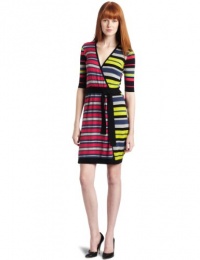 BCBGMAXAZRIA Women's Elia Striped Wrap Dress