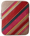 Mod stripes lend a vintage vibe to this tablet sleeve from Fossil. Pretty patchwork of rich leather and smooth suede dress the outside, while the sturdy zip-top closure and padded interior keep your gadget perfectly in place.