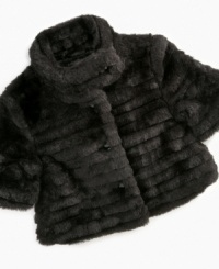 Wrap her up in cozy warmth with this luxe-looking faux-fur coat from Dollhouse. Wrap her up in cozy warmth with this luxe-looking faux-fur coat from Dollhouse.