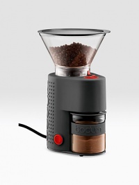 This essential, totally electric part of the coffee-making ritual is completely adjustable - twisting the upper bean container determines how finely ground the beans will be. Most coffee grinders use plastic receptacle containers, but plastic causes the powder gets statically charged and easily spills.