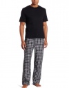 Majestic International Men's 2 Piece Woven Pajama Pant And Crew Neck Top