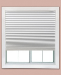 Creating a beautiful atmosphere is easy and affordable with Redi Shade® temporary light-filtering shades. Pleated paper shades readily install in less than one minute – just trim, peel and stick! No need for drills, screws or brackets, these cord-free shades secure with 2 low-profile clips. Inside/outside mount. Creating a beautiful atmosphere is easy and affordable with Redi Shade® temporary light-filtering shades. Pleated paper shades readily install in less than one minute – just trim, peel and stick! No need for drills, screws or brackets, these cord-free shades secure with 2 low-profile clips. Inside/outside mount.