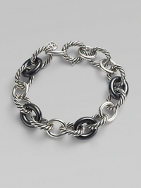 From the Chain Collection. A trinity of signature cable, plain, and black ceramic oval links.Ceramic Sterling silver Length, about 7½ Lobster clasp closure Imported From the Chain Collection. A trinity of signature cable, plain, and black ceramic oval links.Ceramic Sterling silver Length, about 7½ Lobster clasp closure Imported