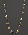 From the Jaipur collection, the single stranded, multi-colored semi precious stone necklace, designed by Marco Bicego.