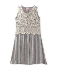 Design History Girls 7-16 Dress with Lace Top, Marble Heather, 10 Design History Girls 7-16 Dress with Lace Top, Marble Heather, 10