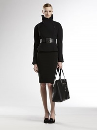 Sculptural and sleek, this wool-blend design features an impeccably structured stand collar.High stand collarAsymmetrical button frontButton cuffs69% wool/27% viscose/4% polyesterDry cleanMade in ItalyModel shown is 5'11 (180cm) wearing US size 4.Please note: belt not included. Sculptural and sleek, this wool-blend design features an impeccably structured stand collar.High stand collarAsymmetrical button frontButton cuffs69% wool/27% viscose/4% polyesterDry cleanMade in ItalyModel shown is 5'11 (180cm) wearing US size 4.Please note: belt not included.