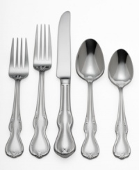 Lend your tabletop traditional elegance with the Baron's Court 5-piece place settings. The gently undulating curves and raised scroll detail are a perfect coordinate for any china patterns or table linens. Lend your tabletop traditional elegance with the Baron's Court 5-piece place settings. The gently undulating curves and raised scroll detail are a perfect coordinate for any china patterns or table linens.